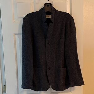 Buck Mason Felted Wool Chore Coat, Charcoal Gray, Knit Button-Up Jacket, Small